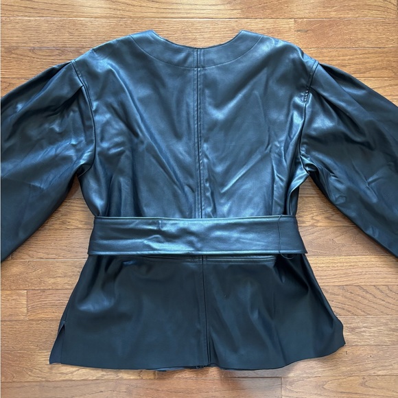 Banana Republic Black Leather Tie-Waist Blouse - Picture 4 of 6